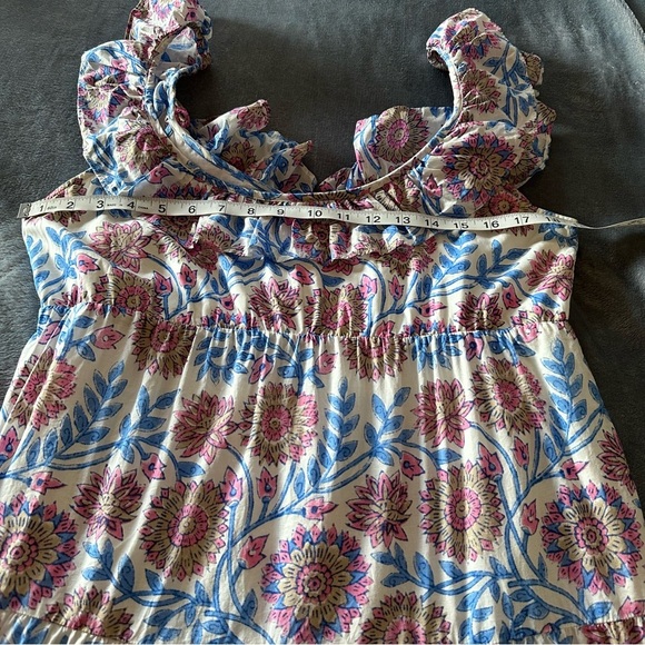 J. Crew Tiered ruffleneck dress in floral vine block print White Midi Midi Dress - Picture 11 of 12